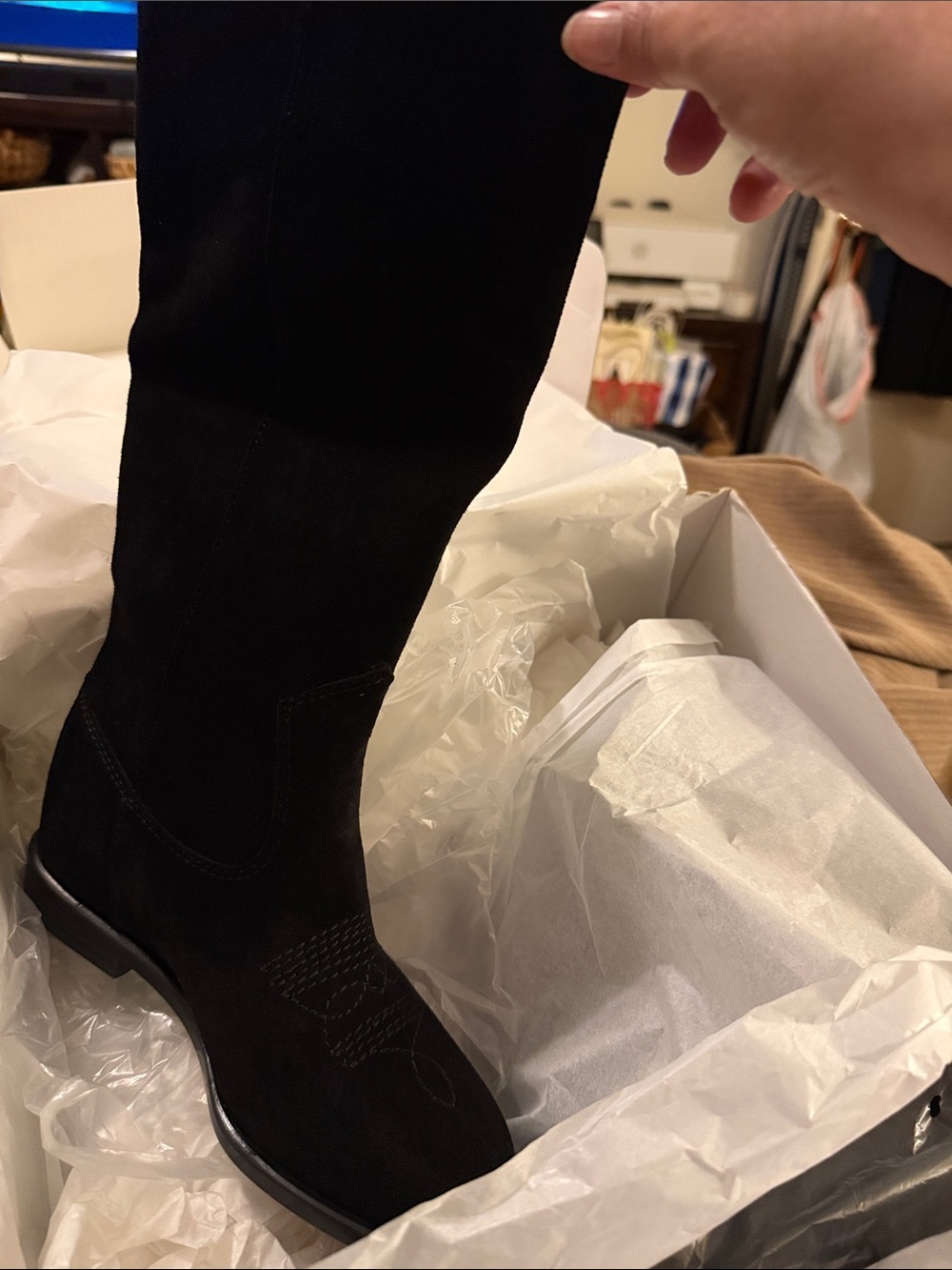 Paolo Black Suede Knee high Boots